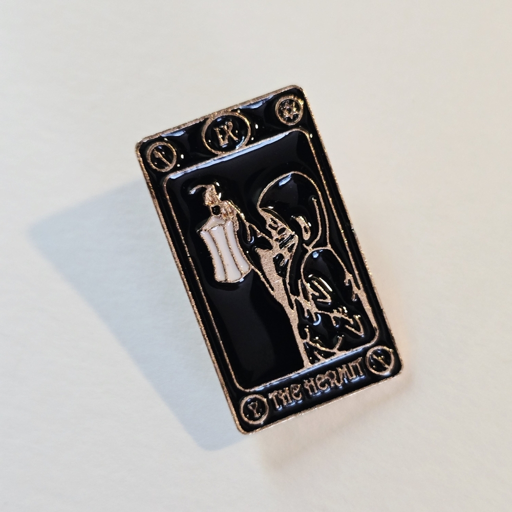 The Hermit Black and Gold Tarot Brooch